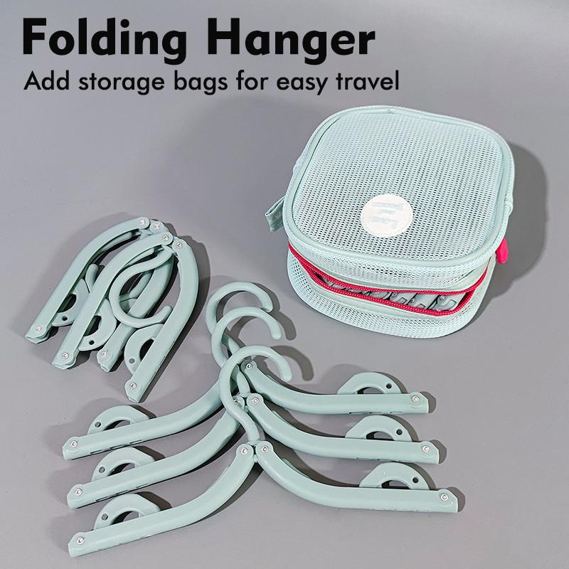 Portable Travel Collapsible Plastic Clothes Hanger With Storage Bag For Suitcase And Dorm Use