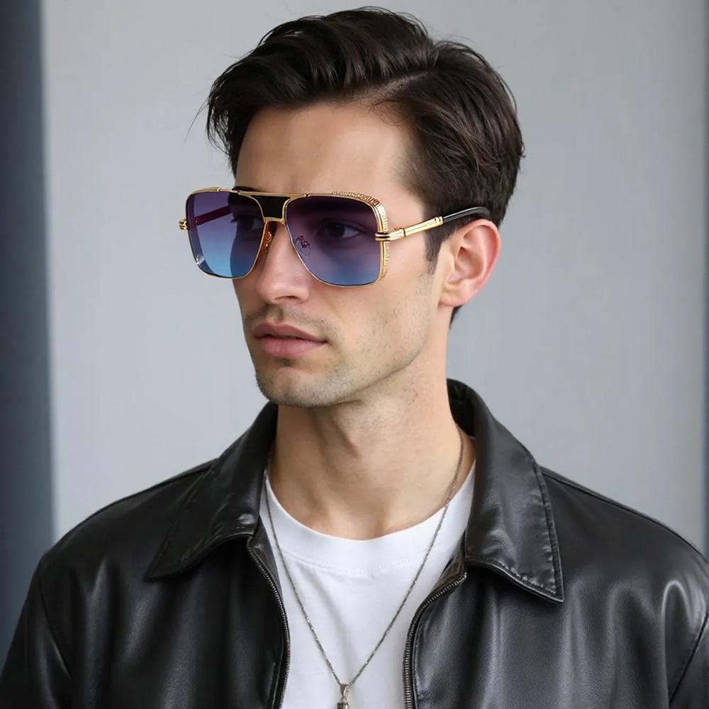 New In Sunglasses for Men Fashionable Large Frame Glasses with Metal Borders Retro and Trendy Items Glasses for Men