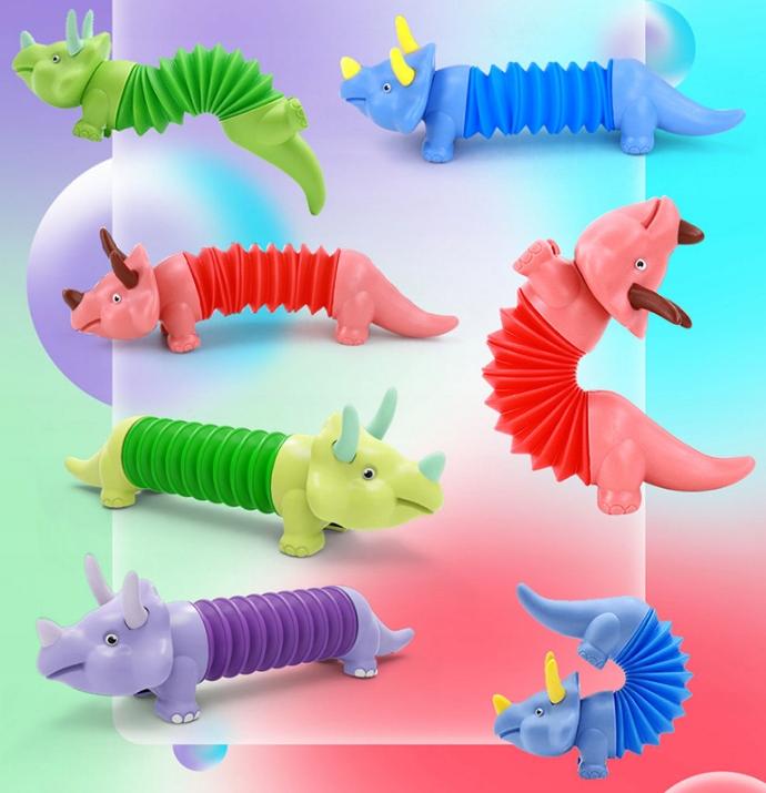 Sensory Caterpillar Anti-Stress Pop Tube LED Triceratops Dino Luminous