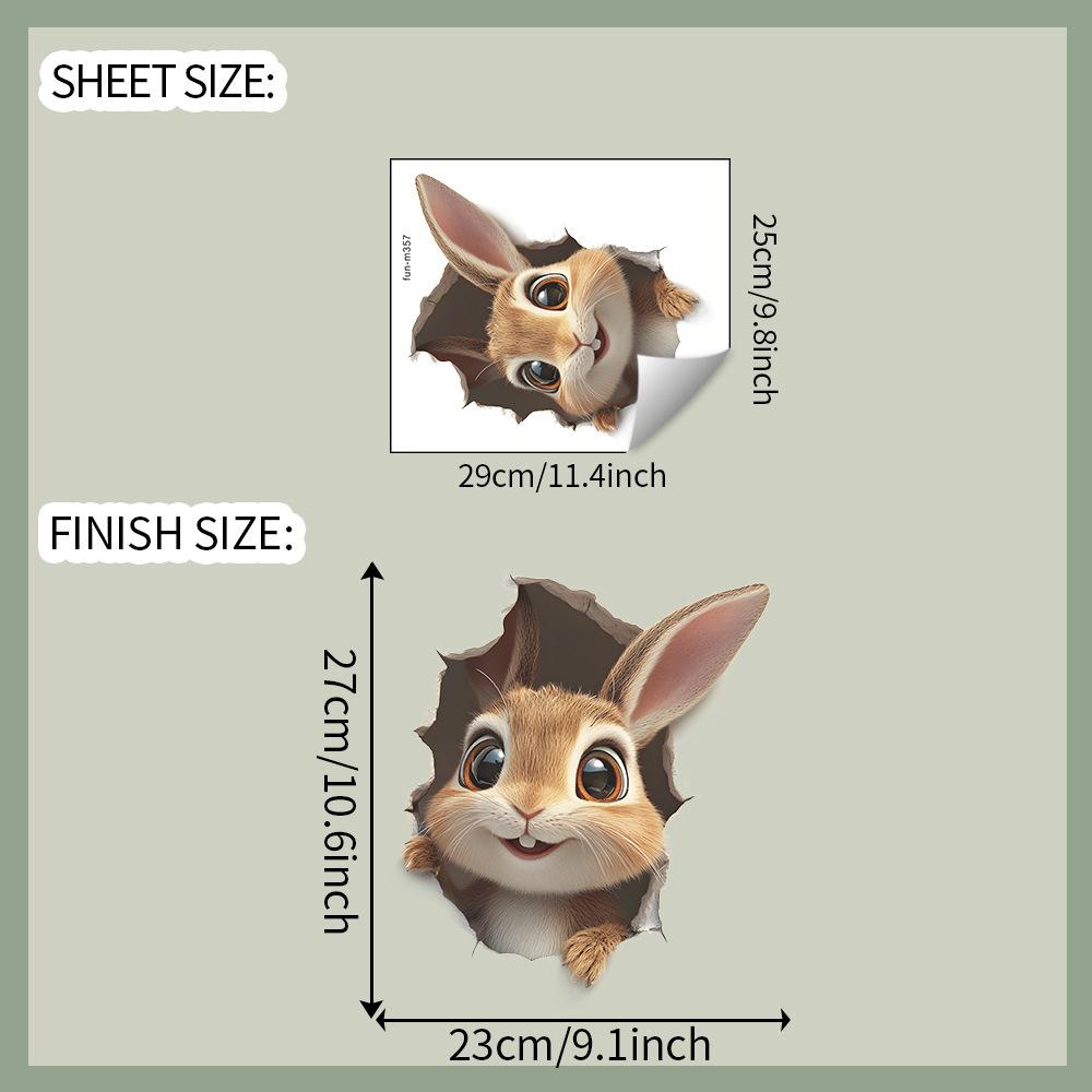 Creative Hole Cute Rabbit Toilet Sticker Bathroom Toilet Beautification Decorative Wall Sticker Customizable