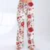 Damen Pyjamahose Nachtwäsche Lässige Hose mit Kordelzug und elastischer Taille Bequeme gerade lockere Yogahose