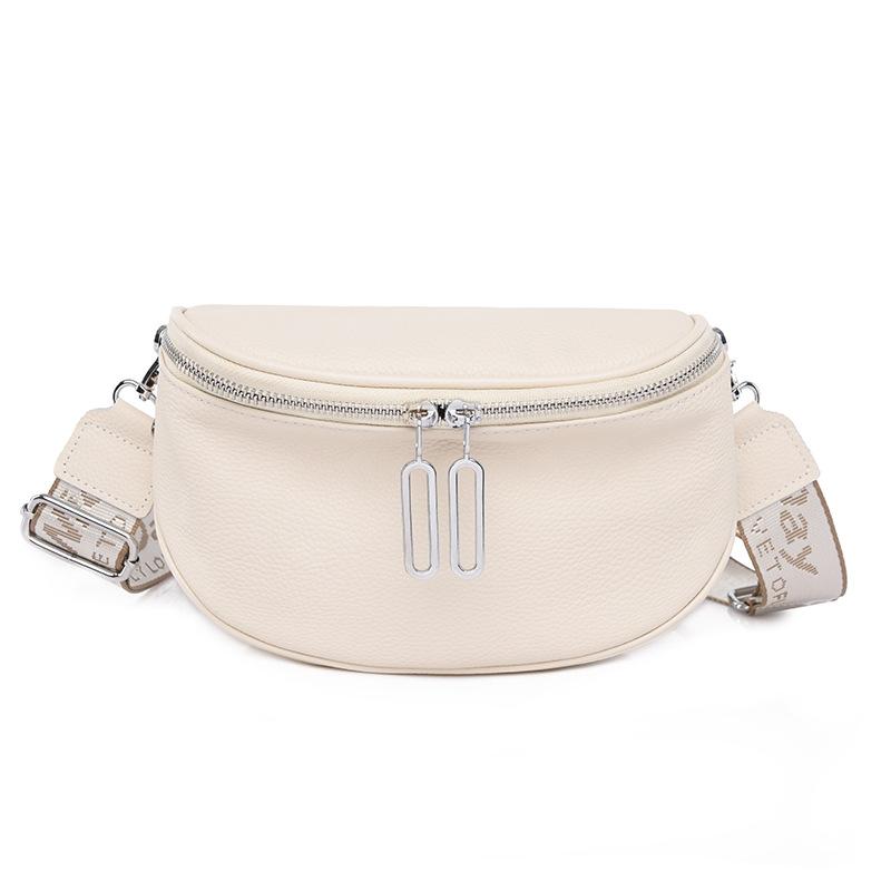 

Модная женская сумка из кожи с узором личи, однотонная сумка-седло для девушки, нишевый дизайн, первый слой коровьей кожи, нагрудная сумка 15*9*22cm белый