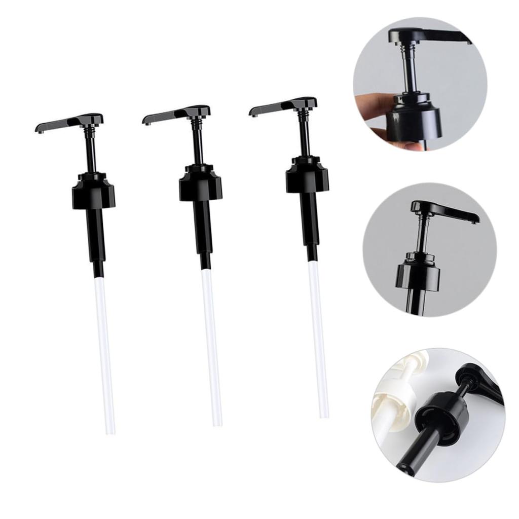 NUOLUX Pump Heads, Bottle Pumps, 28mm, Set of 3, Bottle Sauce Dispenser, Press Nozzle, Oyster Sauce Nozzle, Coffee Syrup Dispenser