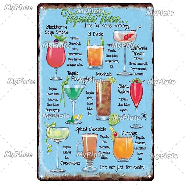 Cocktail Shots6 Metal Sign Vintage Plaque Beer Tin Sign Plate Wall Decor For Bar Pub Man Cave Bloody Poster Custom