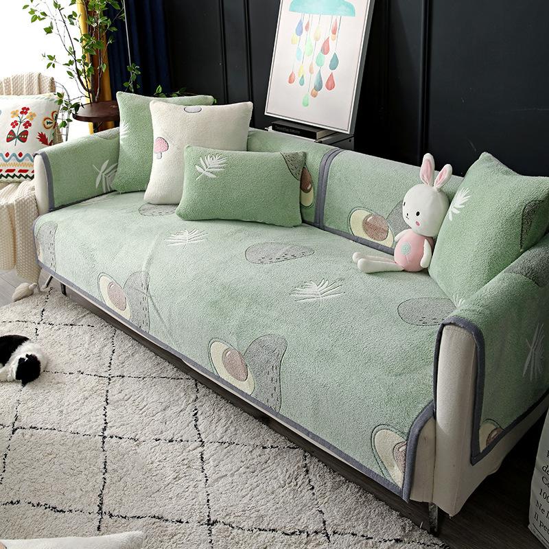 Nordic Simple Sofa Cushion Fabric Four Seasons Universal Light Luxury Milk Fiber Four Seasons Non-Slip Cushion Modern Sofa Cover
