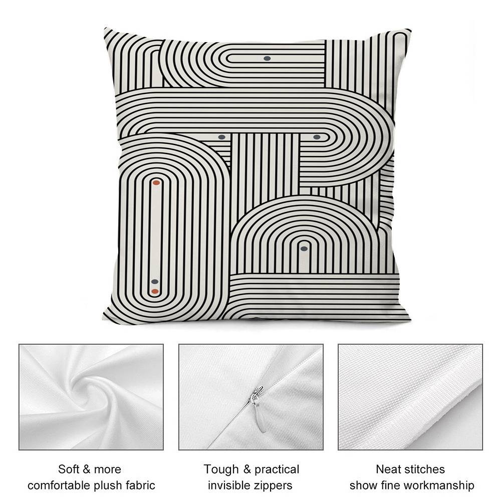 Abstract Art Line Pillow Case Short Plush Double-Sided Print Square Throw Pillow Covers Sofa Home Cushion Decor
