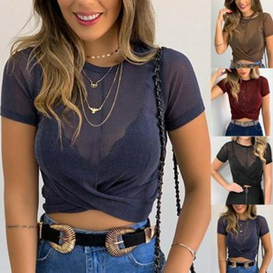 New Women's European & American Style Chiffon Blouse – Sexy Stand Collar, Tie Knot, Long Sleeve