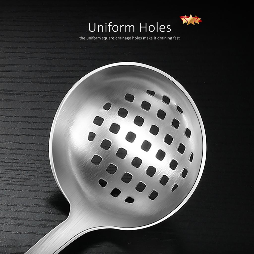 LFGB Certification 304 Stainless Steel Kitchen Soup Ladle and Colander Set Well Polished Hotpot Serving Spoon Cooking Tools