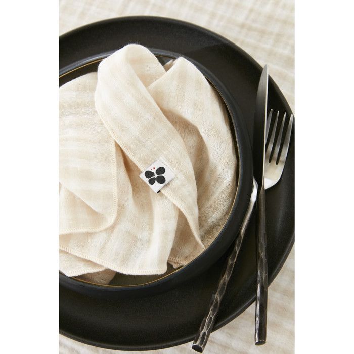 Lot de 3 serviettes de table "Vickie" 40 x 40 cm Tissé teint "Gaze de Coton"