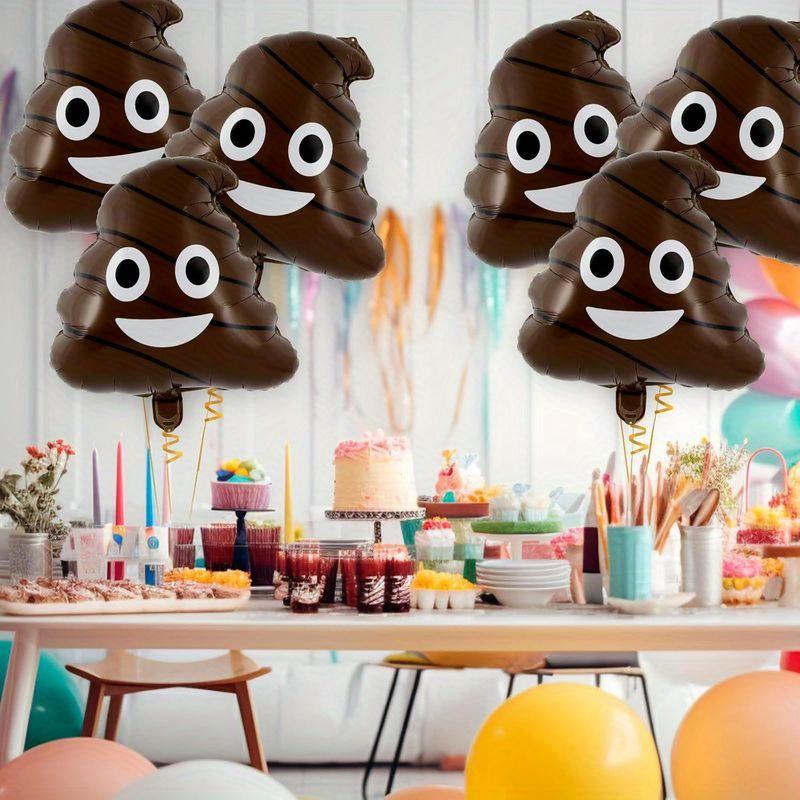 5pcs Funny Poop Theme Holiday Atmosphere Weird Balloon Poop Foil Balloons Children's Toys Birthday Party Decoration Poo Balloon