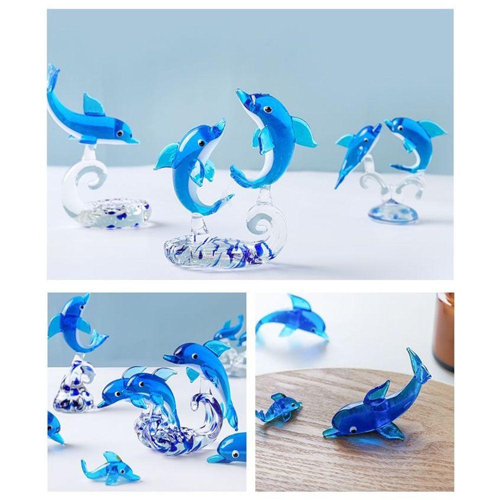 Cute Dolphin Ornament Glass Dolphin Decor Ocean Theme Dolphin Figurine Home