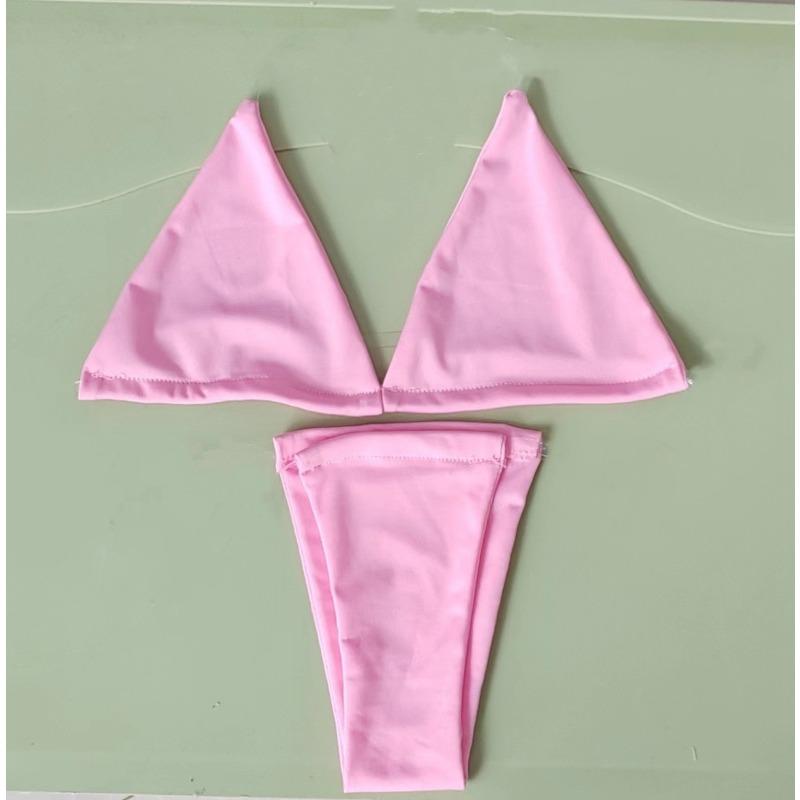 

New kini sexy bikini, beach style invisible shoulder strap multi-color swimsuit 3XL рожевий