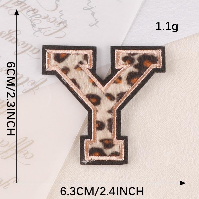 Embroidery Label Leopard Print English Alphabet Cloth Label Clothes And Hats Hand Account Diy Patch Accessories Embroidery Stickers Cloth Stickers