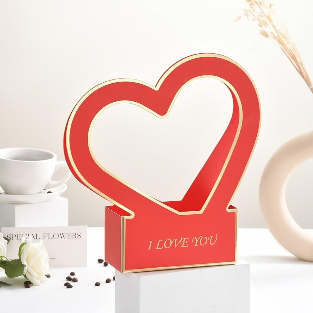 2Pcs Heart-Shaped Flower Wrapping Paper Box Handheld Foldable Portable Bouquet Packaging Box Gift Packing Box