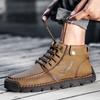 Autumn and Winter Large Size High-top Leather Shoes Men's Soft Leather Soft-soled British Martin Boots Men's Casual Korean Version of Trendy Versatile