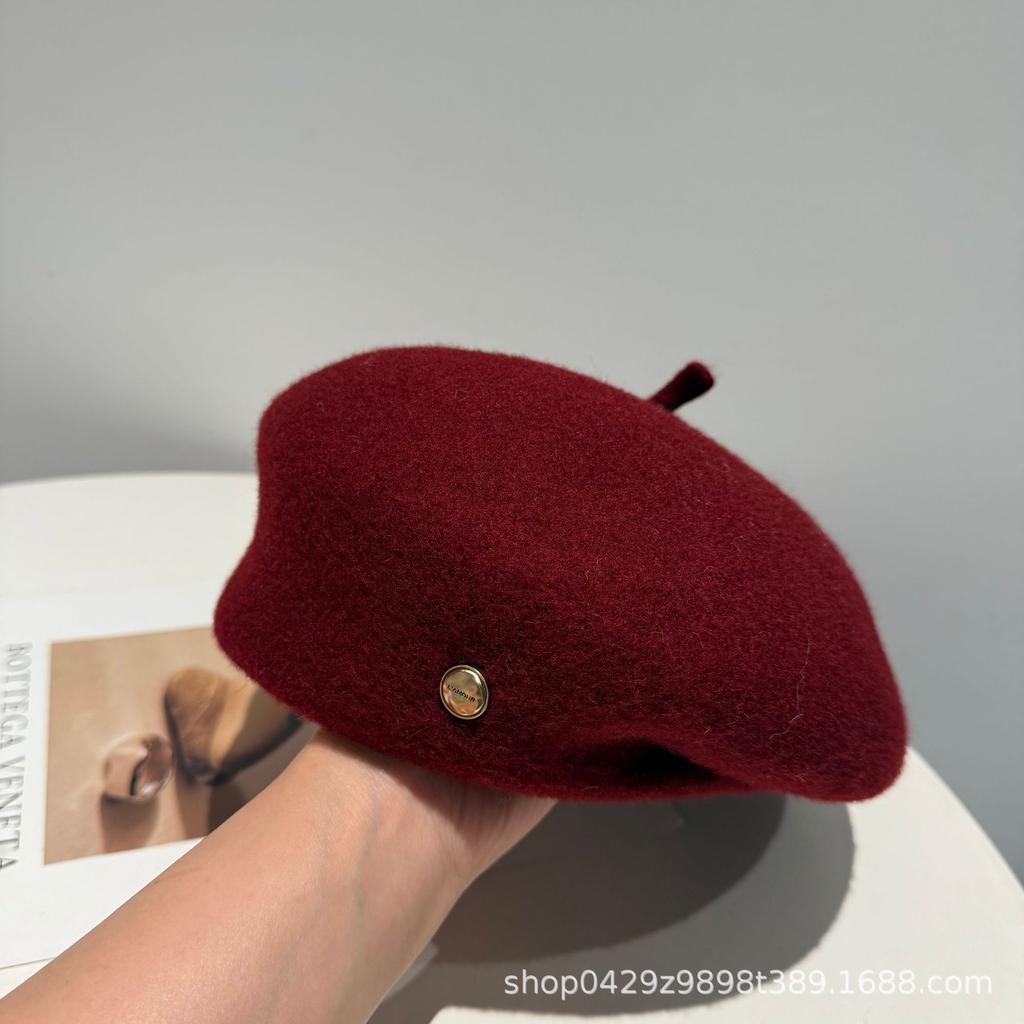 Beret autumn and winter hat women's foreign style fashionable literary and retro big head circumference versatile face small painter hat
