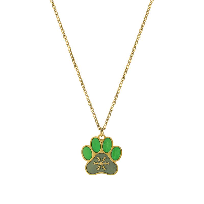 Dog Claw Necklace Exclusive Pendant Necklace Cute Titanium Steel Oil Dripping Dog Claw Pendant Necklace