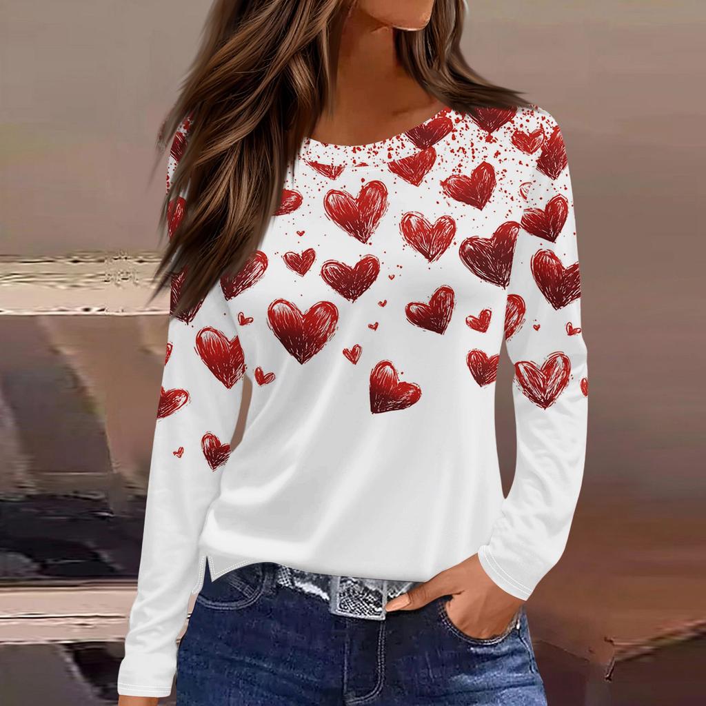 Dámská móda Ležérní Rozparek Lem s kulatým výstřihem Dlouhý rukáv Volný Tričko s potiskem Dámský Top