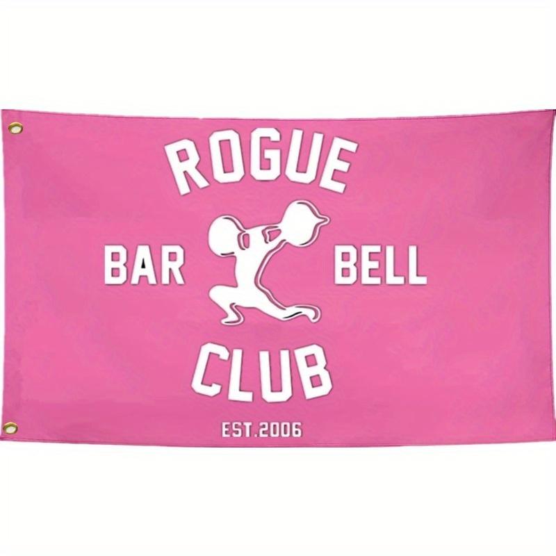 

Rogue Barbell Club Motivational Gym Flag Black Polyester Outdoor Banner with Elephant Graphic White Text Durable Weather 74x94cm(29x37in)