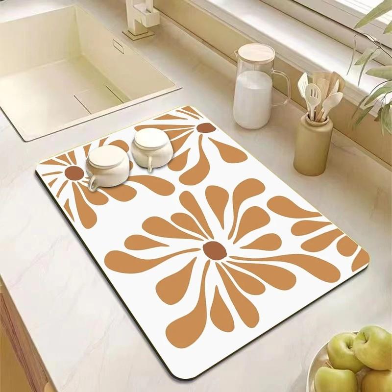 VIKAMA Dopamine Kitchen Accessories | Absorbent Kitchen Utensil Drain Mat | Coffee Maker Utensil Drain Mat | Utensil Mat