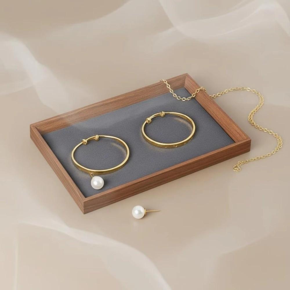 Wooden Jewelry Tray Minimalist Design Wood Grain Platter Elegant Display Tray  For Dressing Table