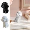 Gift for Best Friends 3D Printed Cute Teddy Dog Statue, Mini Poodle Figurine, Matte Solid Black Statue with Detailed Curly Unique Housewarming