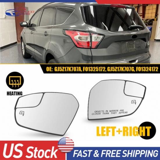Pair Left Side Heated Right Mirror Glass For Ford Escape 2017- GJ5Z17K707G