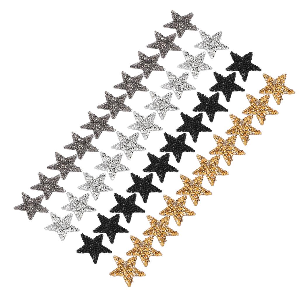 40Pcs Iron On Patches Rhinestones Star Pattern Delicate Decorative Cloth Patches 4 X 4cm