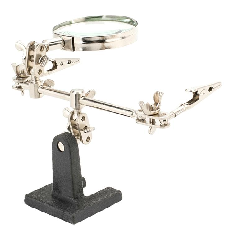 Magnifier Clamp Holder Stand 360 Degree Rotatable Lens for W/ 2 Adjustable Allig