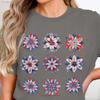 Floral T Shirt Red And Blue Flowers Patriotic Flower Summer Trendy Pattern Vintage Homme Comfortable Fashion