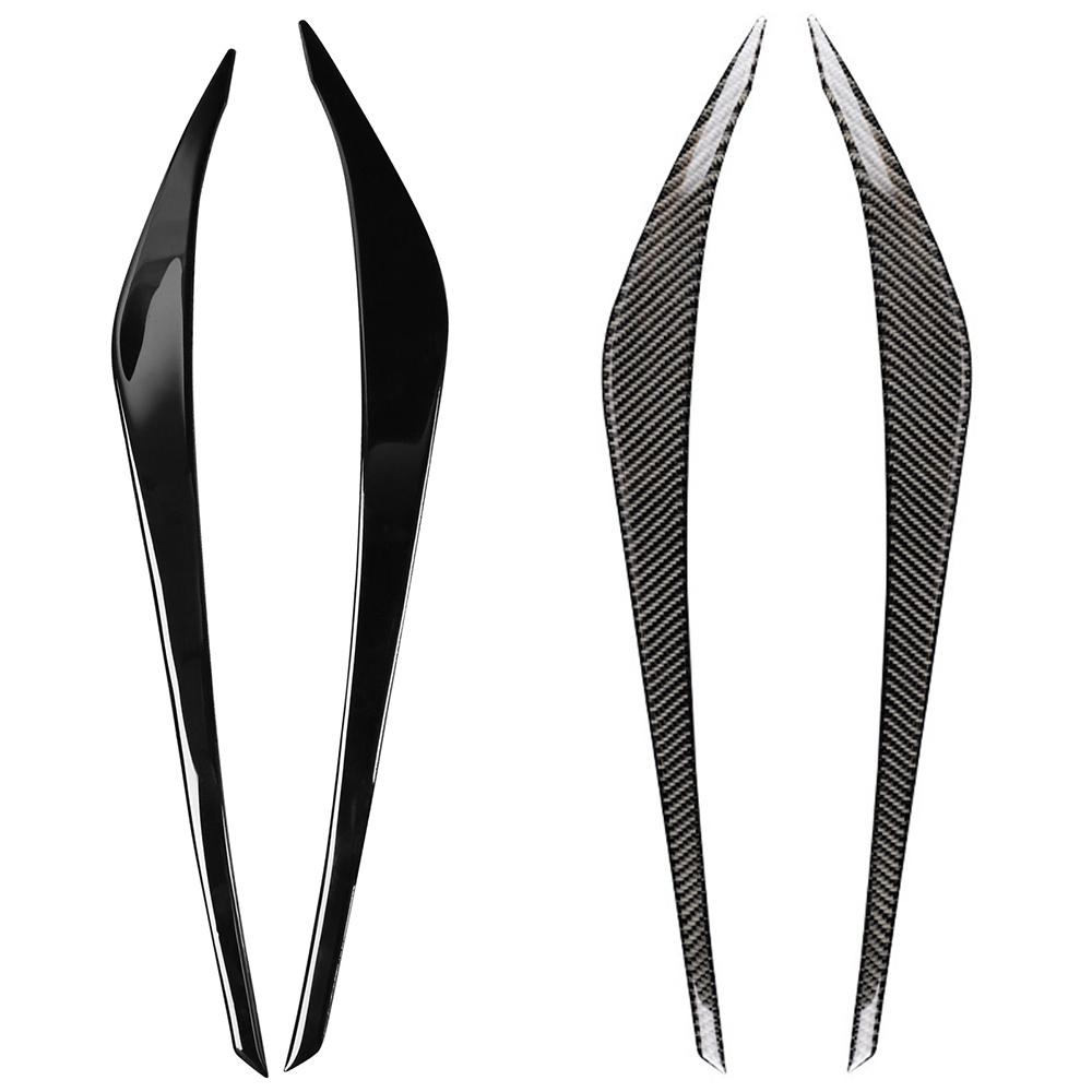 2Pcs Front Headlight Eyebrow Cover Trim ABS Carbon Fiber/Black For Hyundai Elantra 2016 2017 2018 Car Accessories