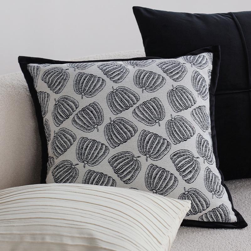 Black and White Living Room Sofa Pillow Light Luxury Luxury Bedroom Bedside Pillow Pillow Case Bay Window Cushion Does Not Contain Core