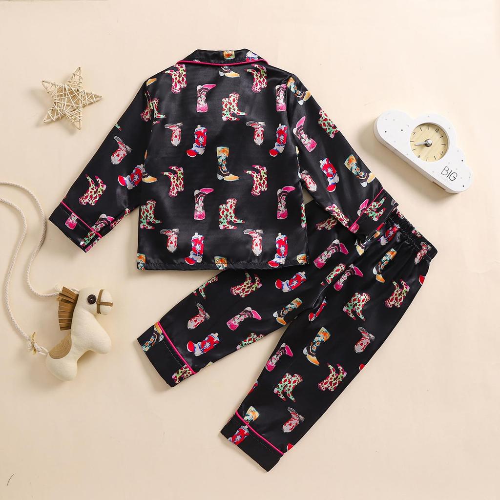 Boys' And Girls' Long Sleeved Pajama Cardigan Set, Casual Home Clothes Two Piece Set