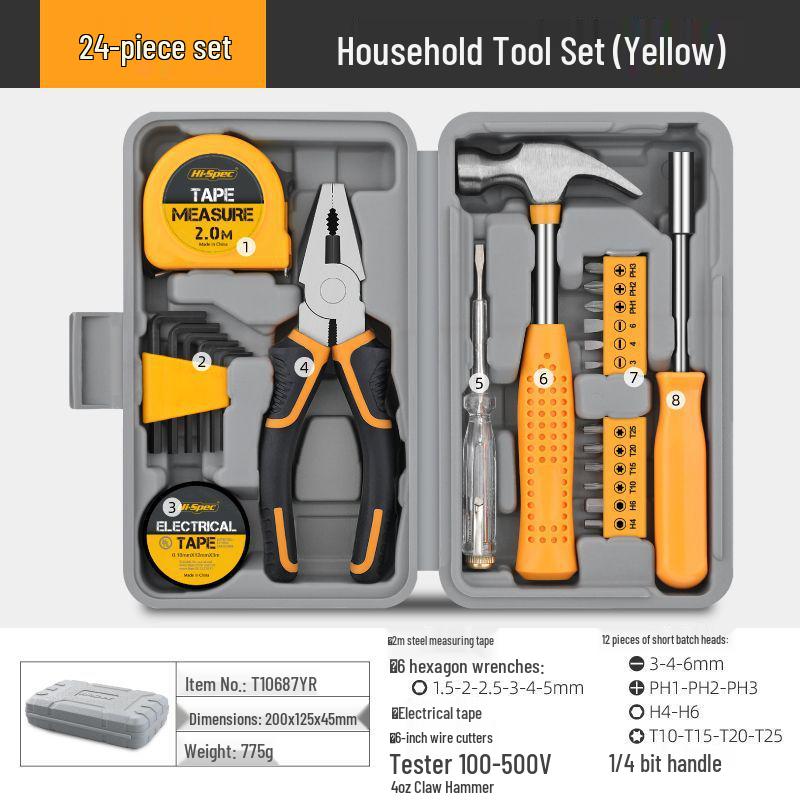 Home Repair Tool Set: Essentials - Pliers, Hammer, Wrench & Toolbox