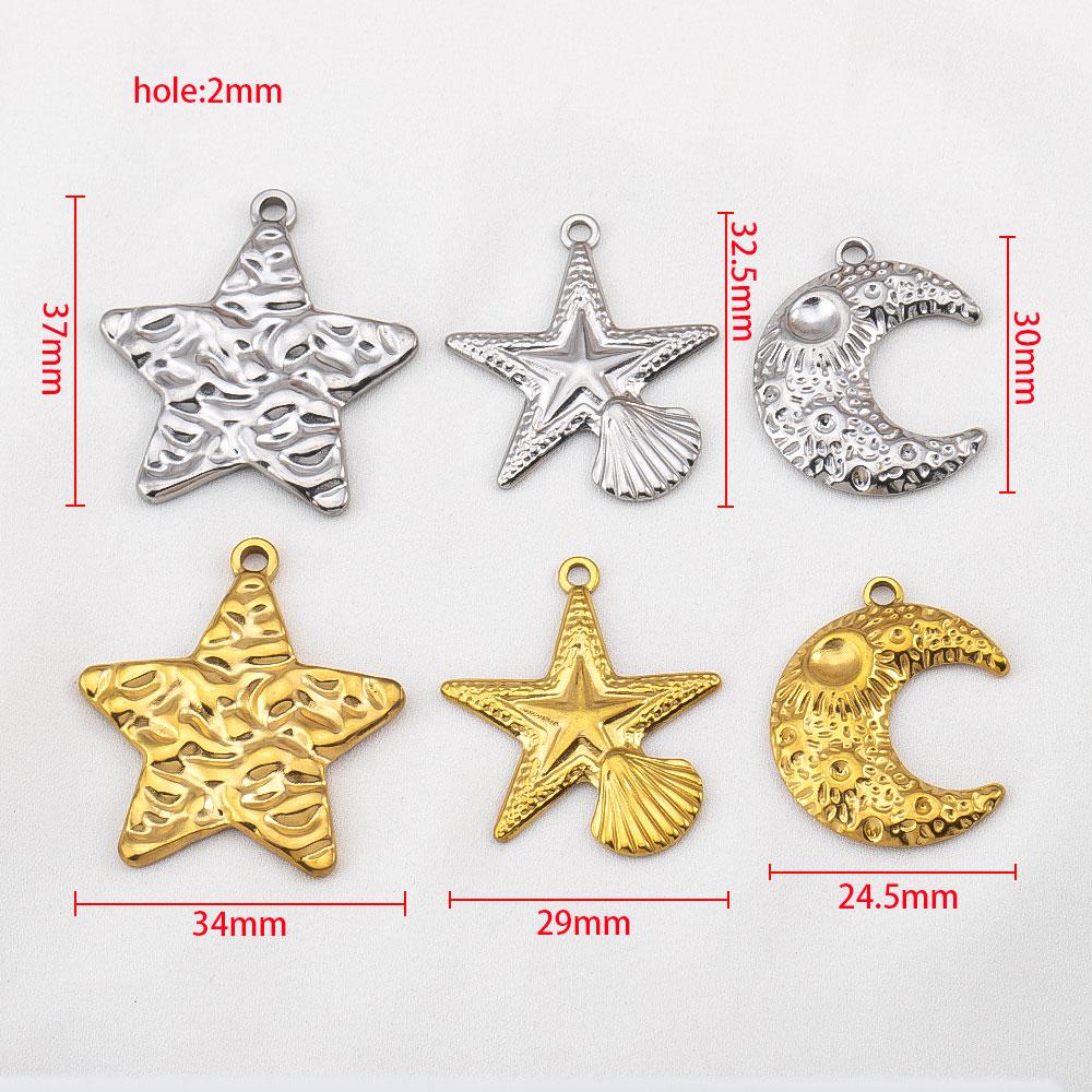 5pcs Stainless Steel Large Sun Star Moon Charms for DIY Women Necklace Bracelet Earrings Pendant Jewelry Craft Making Supplies