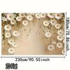 2D Beige Daisy Photography Backdrop, White Floral Wall Portrait Background