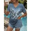 Summer New Women's T-shirt 3D Simple Printing V-neck Short Sleeve Shirt Fashion Plus Size T-shirt Clothing Y2k Women's T-shirt
