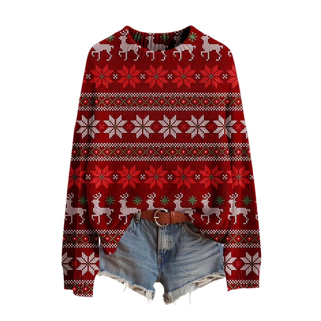 Women's Funny Women's Christmas Sweater R-Neck Christmas Jumper Christmas Outfit Ugly Sweatshirt Christmas Costume
