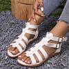 Fashion Women's Sandals Summer Elegant Woman Shoes Low Heels Flats Casual Gladiator White Fish Toe Women Sandals