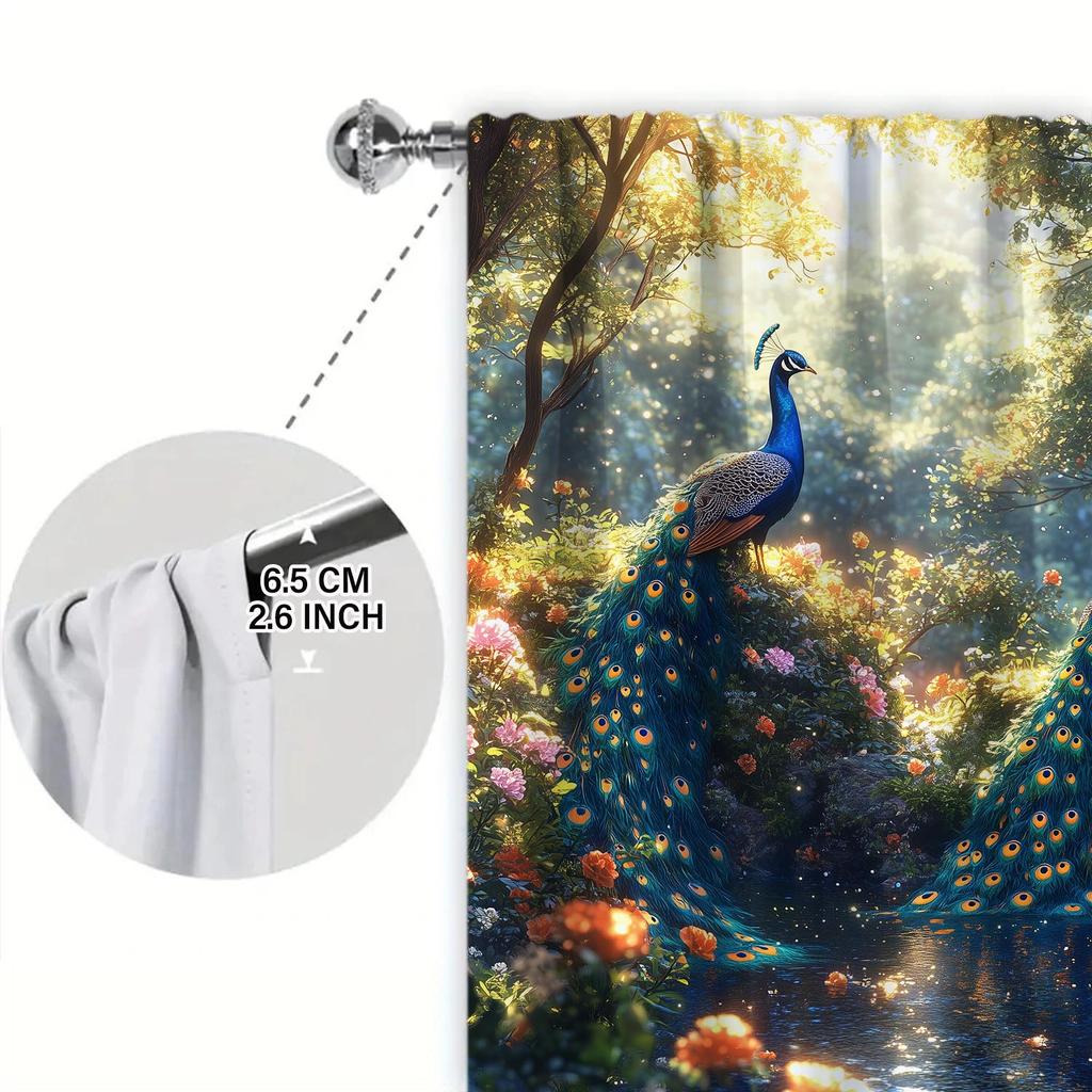 2-Panels Magnificent Blue Peacock Drea Curtains   Distinctive Printed Curtains   Suitable for Gifting To Family and Friends