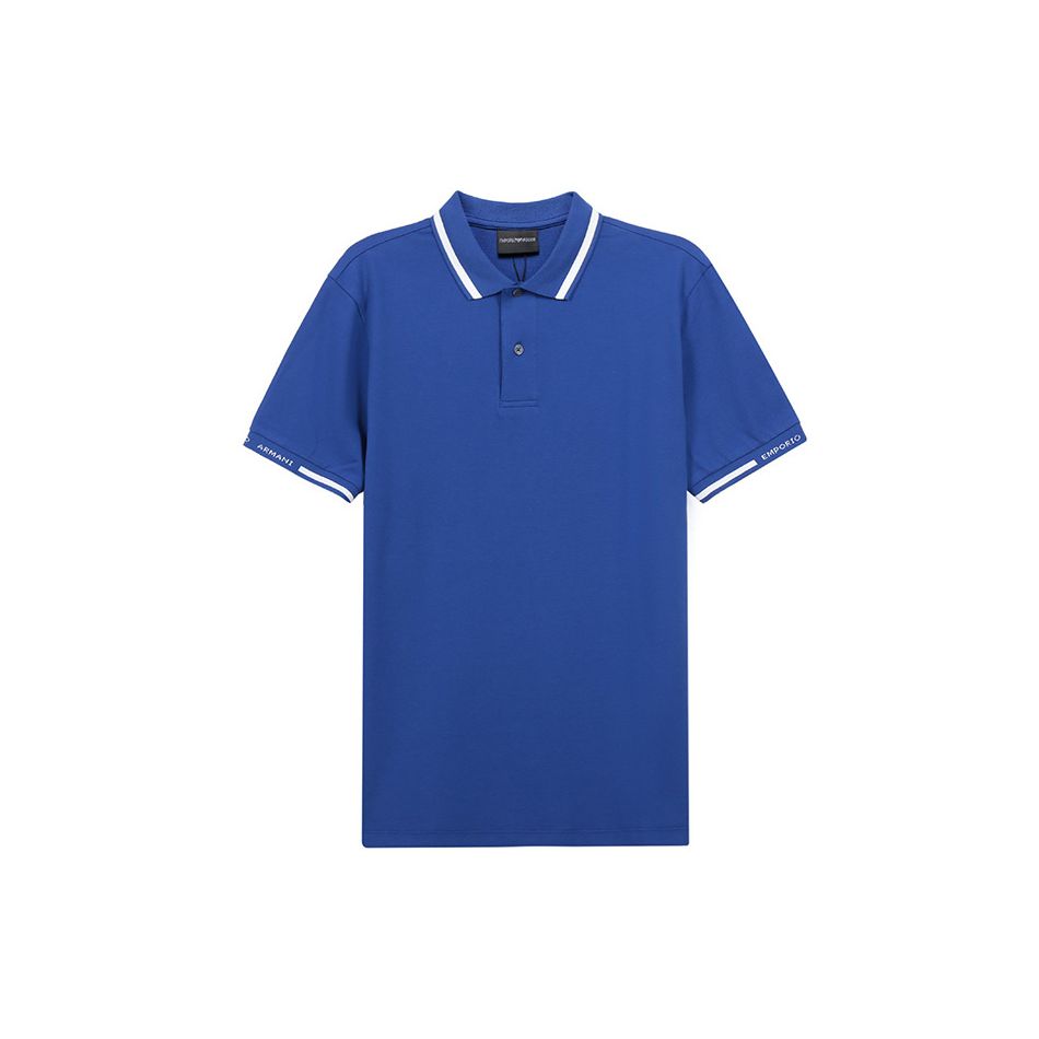 Emporio Armani Solid Color Button Straight Fit Short Sleeve Polo Shirt Men tops Dark-Blue 3K1FA4-1JPTZ-09C6 XS