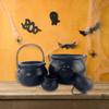 Pack Of 4 Large Black Witch Cauldron Kettles, MultiSize Candy Holders for Halloween & Patrick's Day Party Decors