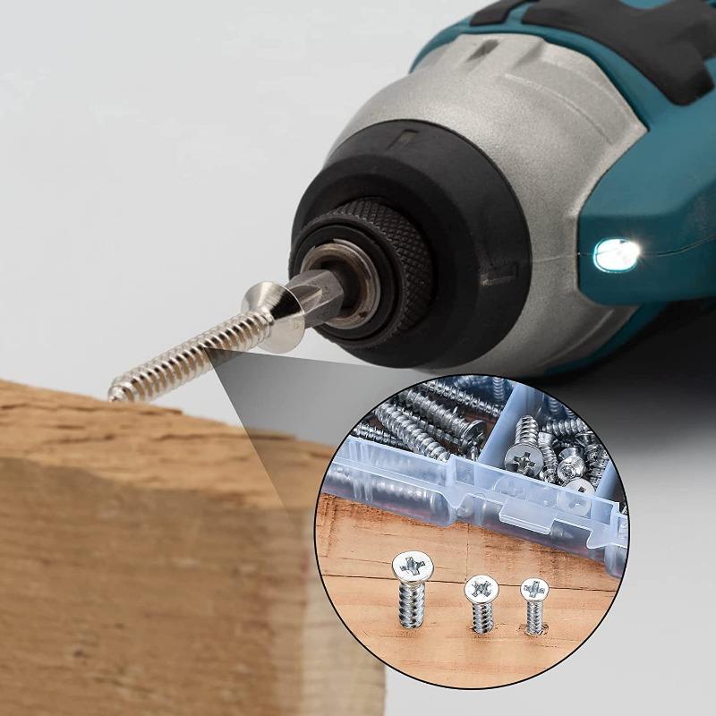 800PCS/Box Self Tapping Screw Kit M2 Carbon Steel Cross Drive Flat Head Self Drilling Screw DIY Industrial Screw Thread Fastener