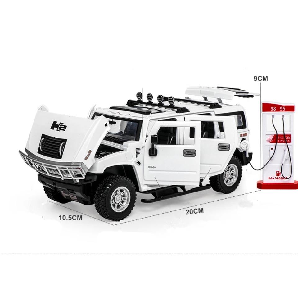 1/24 HUMMER H2 Alloy Car Model Diecast Metal Toy Off-road Vehicles Model Sound and Light Simulation Collection Children Toy Gift
