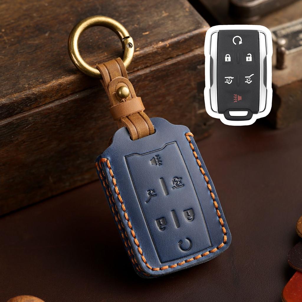 Special key cover for Chevrolet General GMC first layer cowhide handmade genuine leather car keychain