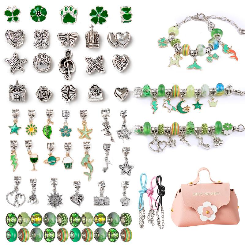 Crystal Loose Bead Alloy Children'S Bracelet Diy Beading Material Network Popular Jewelry Accessories Portable Leather Bag