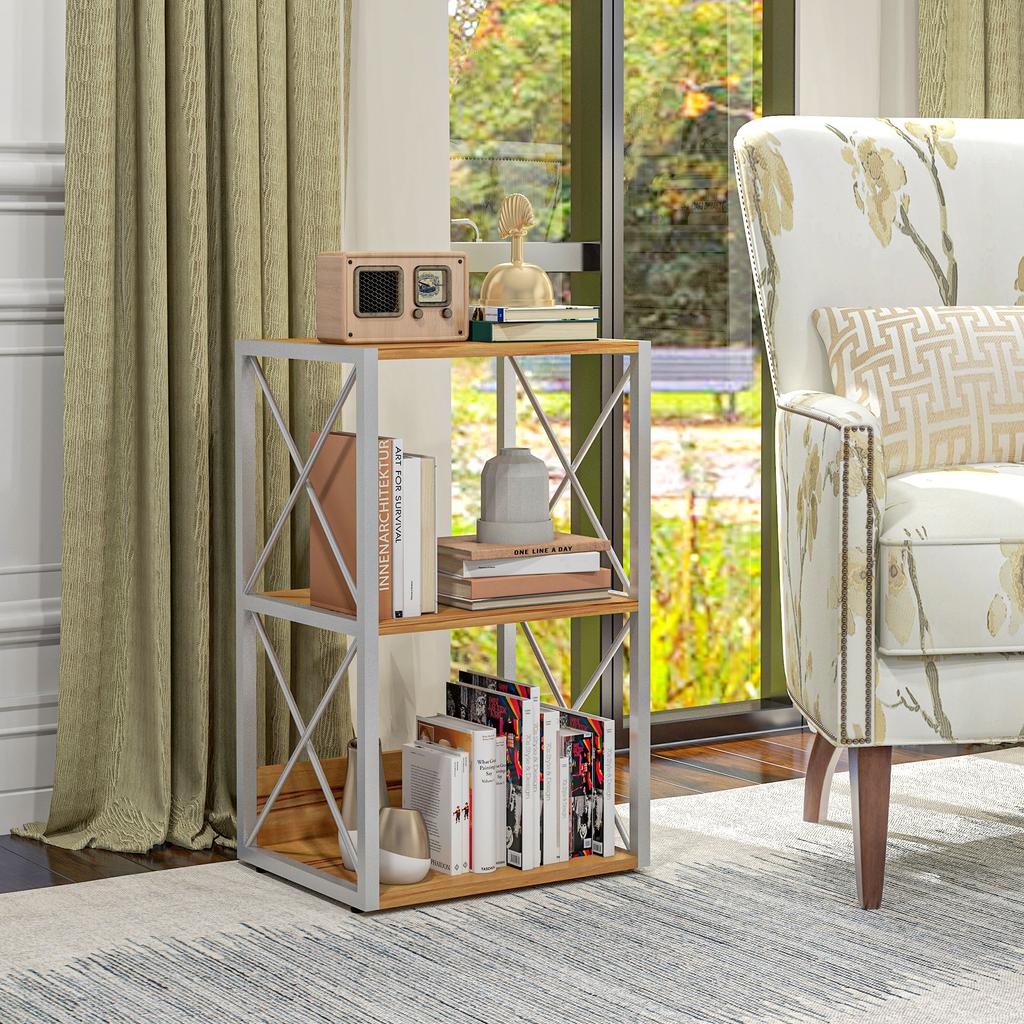 3 Tier Wooden Shelf Freestanding Rack Organiser Display Bookcase Home Storage Utility Stand Multifunctional Holder