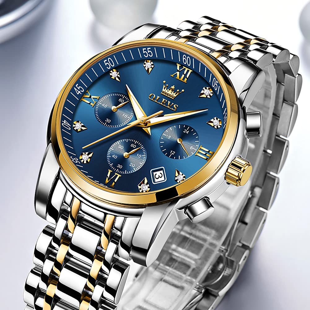 Men's Watch, Fashion, Casual, Business, Sports, Multi-Function, Chronograph, Stainless Steel, Waterproof, Rose Gold, Analog, Quartz, Watch