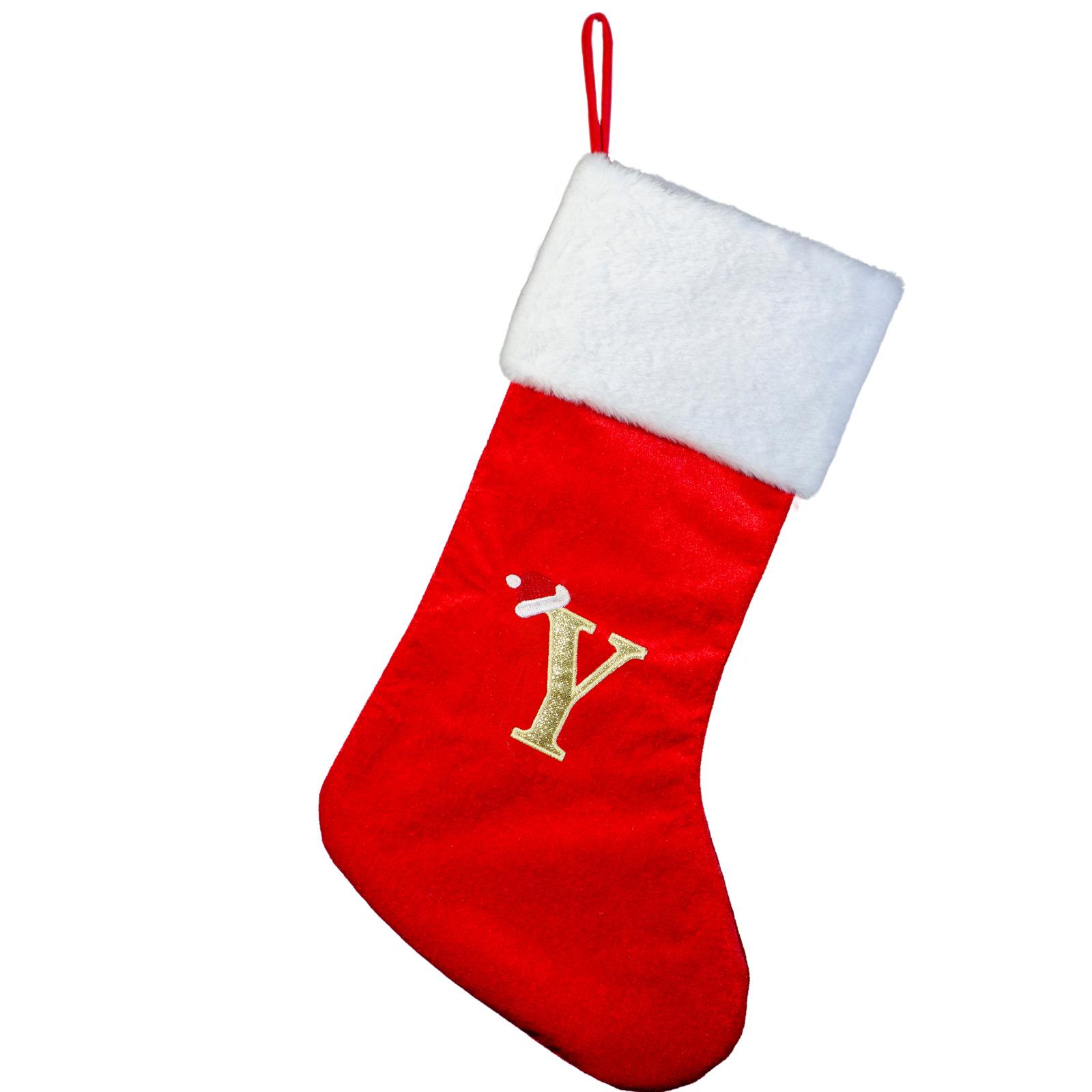 Embroidered Large Christmas Stocking - Holiday Decor & Gift Bag 50x26CM