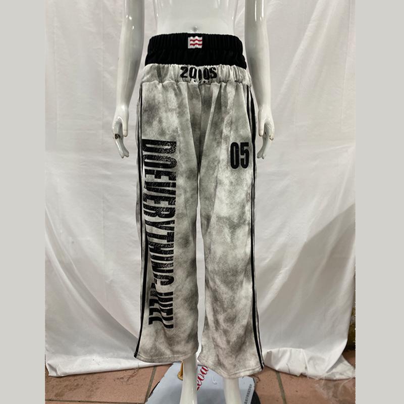 Ευρωπαϊκό και Αμερικανικό street print με γράμματα vintage μόδα φθινόπωρο και χειμώνας φαρδιά κομψά ίσια παντελόνια